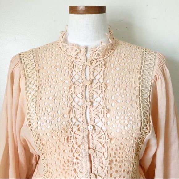 Free People One Karma Eyelet Mini dress NWOT Large boho - Picture 4 of 12